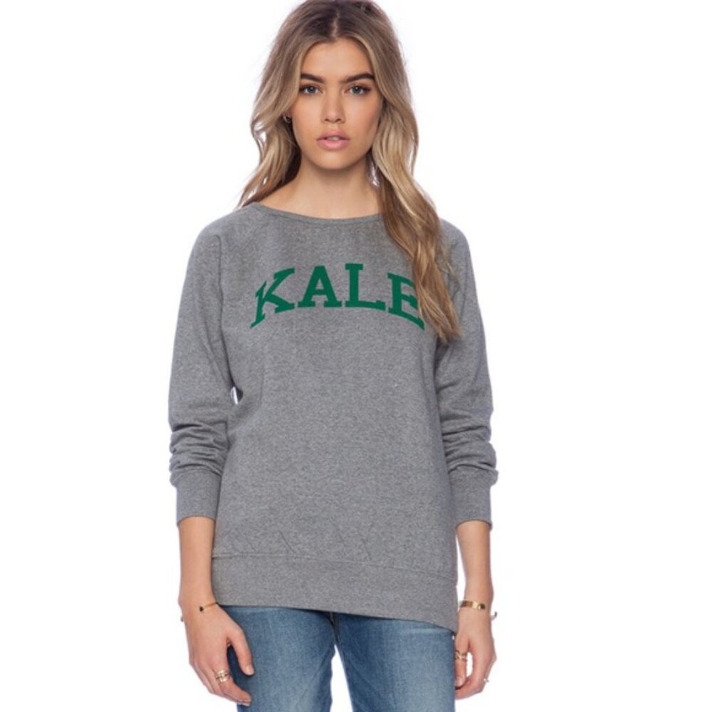 Suburban Riot - KALE Crewneck Pullover Sweatshirt | Small | Heather Gray & Green - Picture 7 of 11